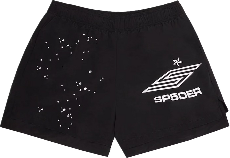 Sp5der Black Double Layer Shorts