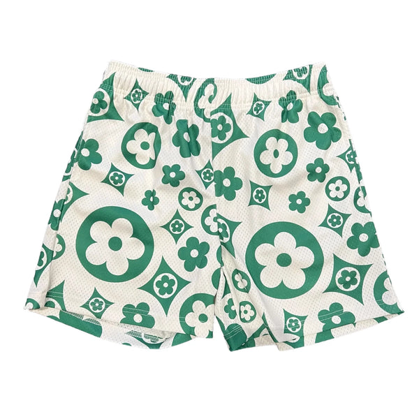 Bravest Studios Cream Green Flower Shorts