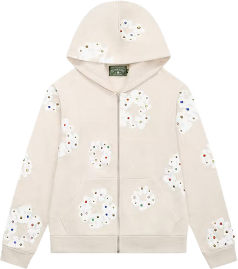 Denim Tears Rhinestone Cotton Wreath Oatmeal Zip