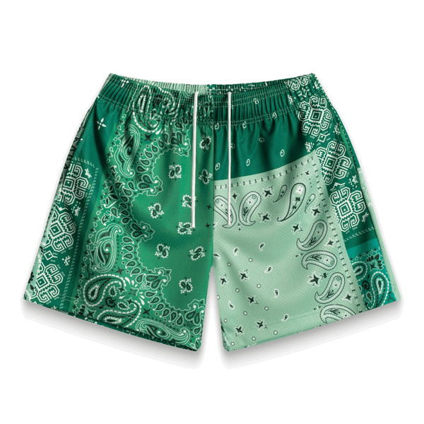 Bravest Studios Green Patchwork Paisley Shorts