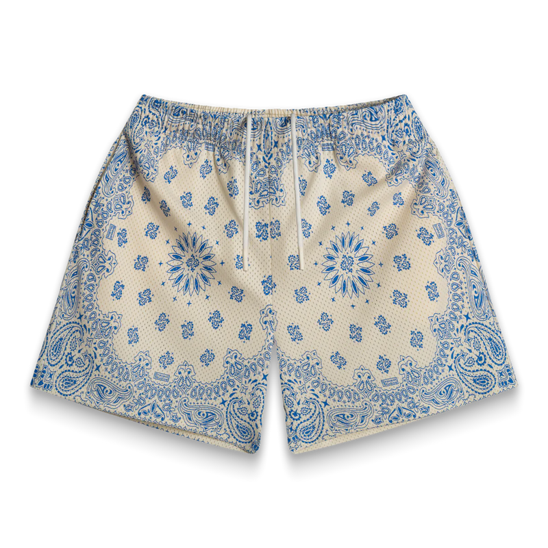 Bravest Studios Cream Blue Paisley Shorts