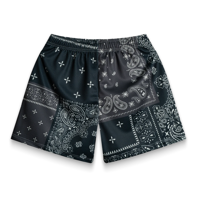 Bravest Studios Black Patchwork Paisley Shorts