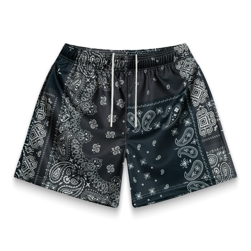 Bravest Studios Black Patchwork Paisley Shorts