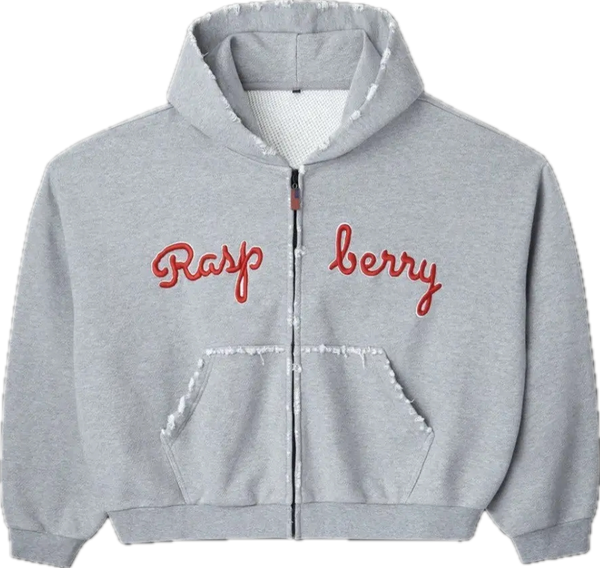 GV Gallery Raspberry Script Grey Zip up Hoodie