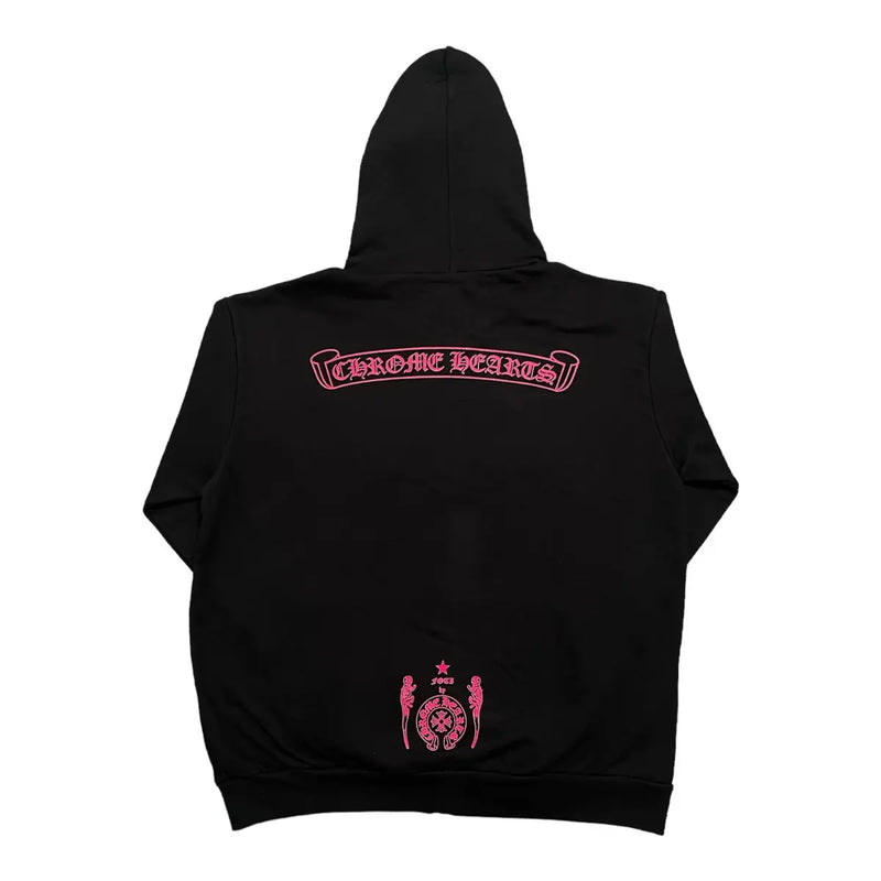 Chrome Hearts FOTI Skull Neon Pink Black Zip Up