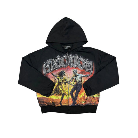 Mixed Emotions Last Dance Rhinestone Black Zip Up