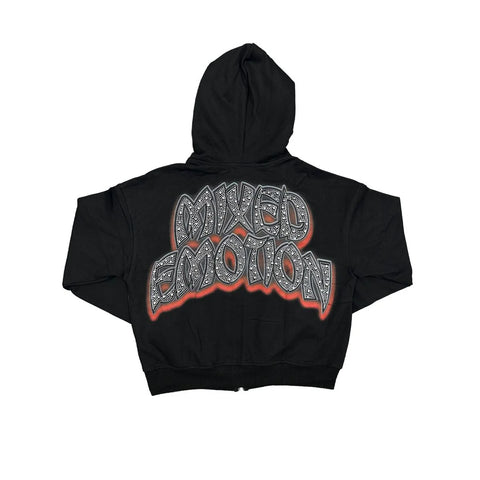 Mixed Emotions Last Dance Rhinestone Black Zip Up