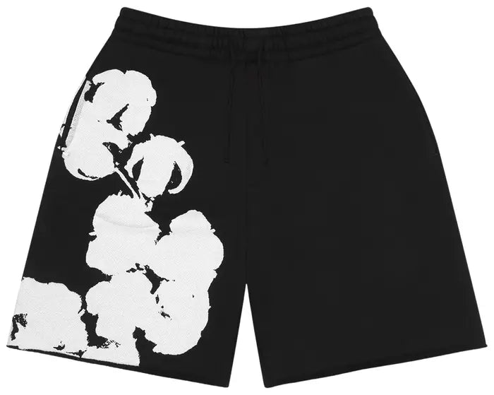 Denim Tears Big Cotton Wreath Black Shorts