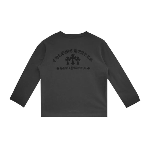 Chrome Hearts Velour Triple Cross Black L/S Tee