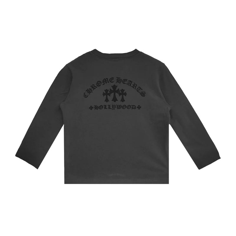 Chrome Hearts Velour Triple Cross Black L/S Tee