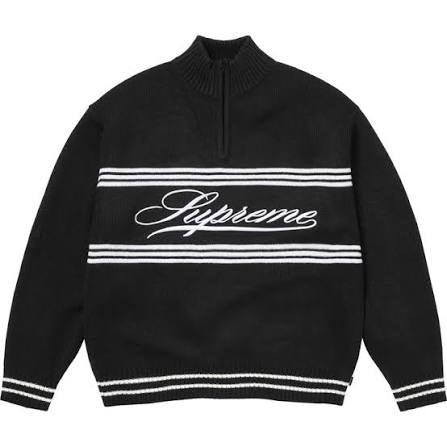 Supreme Script Stripe Half Zip Sweater