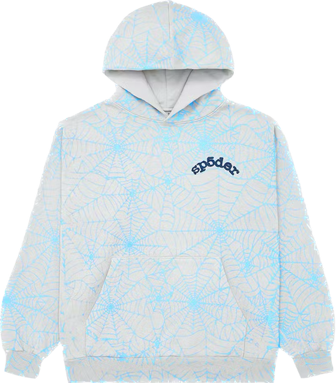 Sp5der AOP Blue/Grey Hoodie