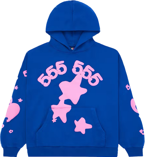 Sp5der Beluga Blue Pink Hoodie