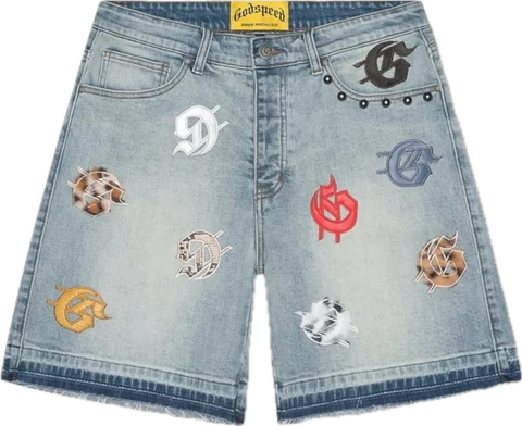 Godspeed Infinity Multi Color Blue Denim Shorts