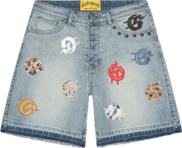 Godspeed Infinity Multi Color Blue Denim Shorts