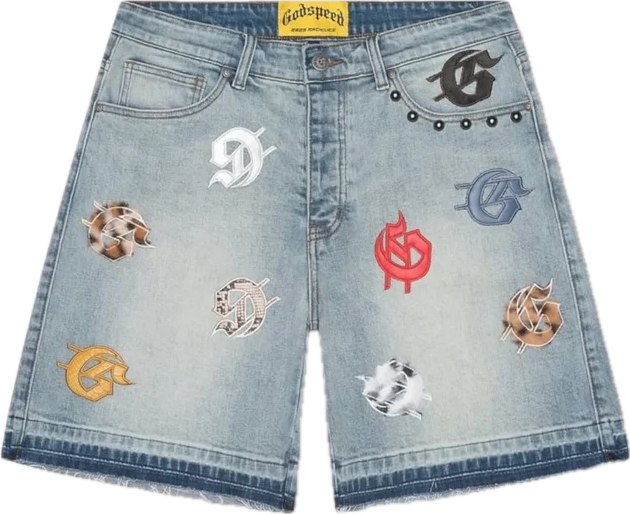 Godspeed Infinity Multi Color Blue Denim Shorts