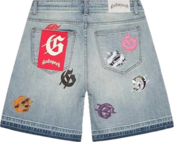 Godspeed Infinity Multi Color Blue Denim Shorts