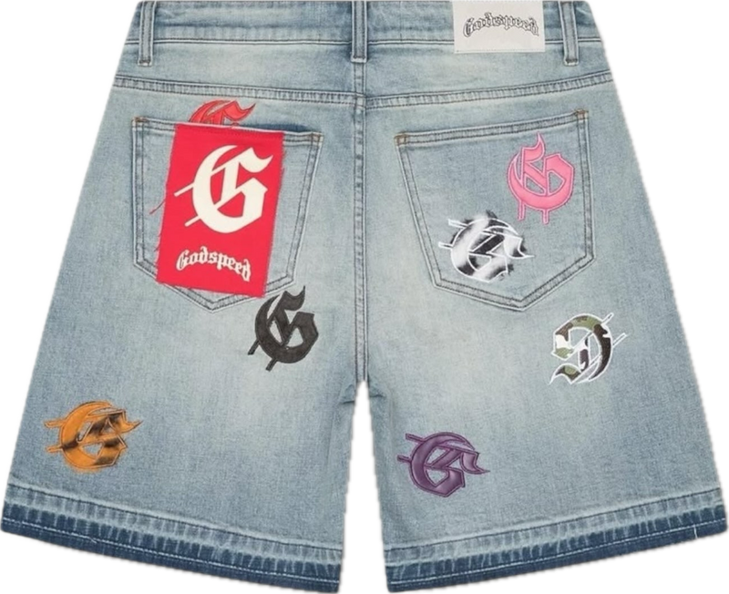 Godspeed Infinity Multi Color Blue Denim Shorts