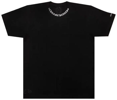 Chrome Hearts White Neck Logo Black Tee