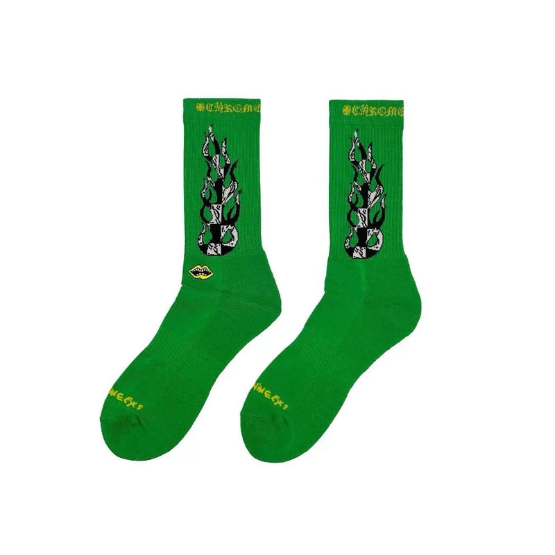 Chrome Hearts Matty Boy Flame Green Socks