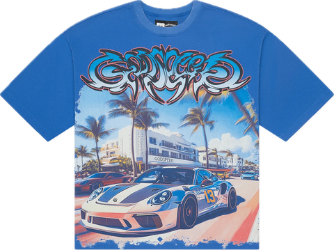 Godspeed Car Meet Miami Blue Tee