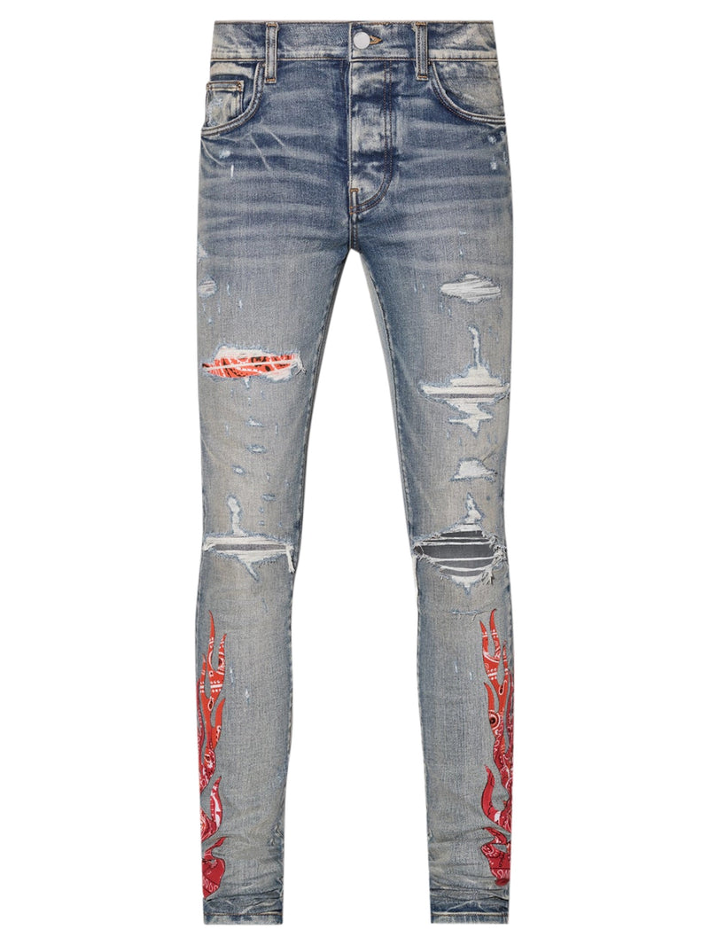 Amiri Orange Bandana Flame Indigo Jeans