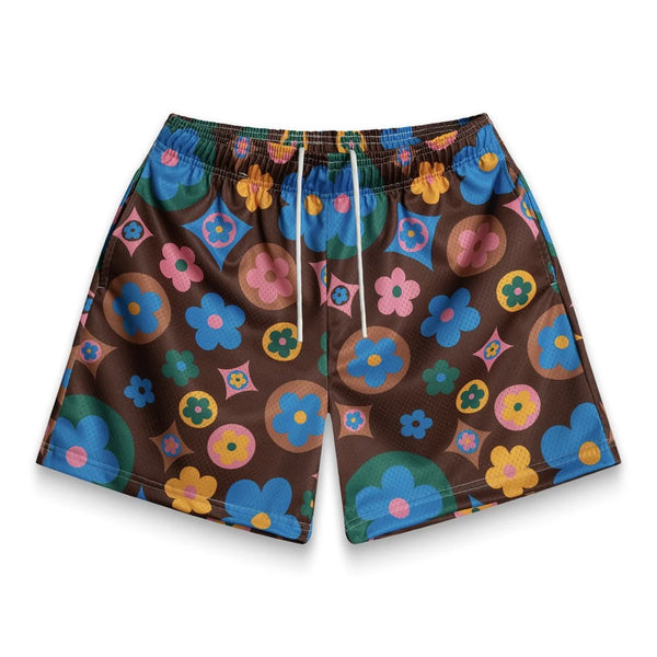 Bravest Studios Brown Multi Flower Shorts