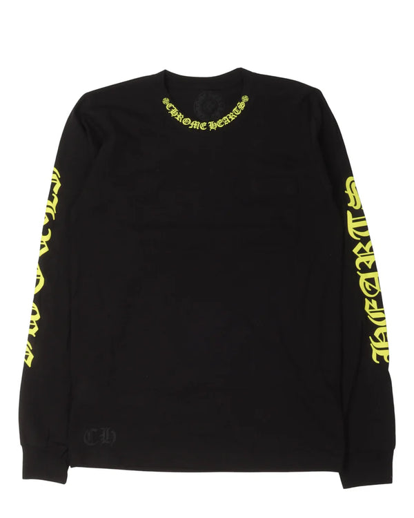 Chrome Hearts Neon Neck Logo Black L/S Tee