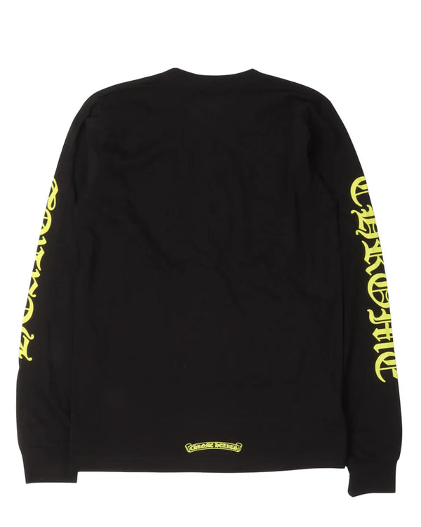 Chrome Hearts Neon Neck Logo Black L/S Tee