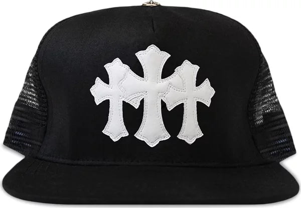 Chrome Hearts White Cross Black Trucker Hat