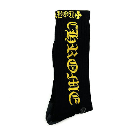 Chrome Hearts Logo Black/Yellow Socks – Courtside Kicks Chrome Hearts Logo Black/Yellow Socks – Courtside Kicks