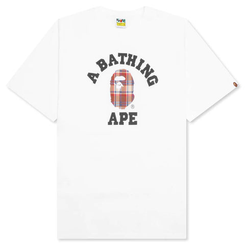 Bape Check College White Tee