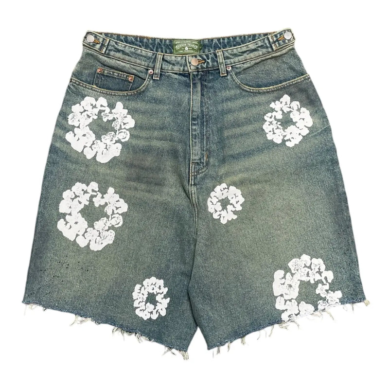 Denim Tears Cotton Wreath Dirty Light Wash Jean Shorts