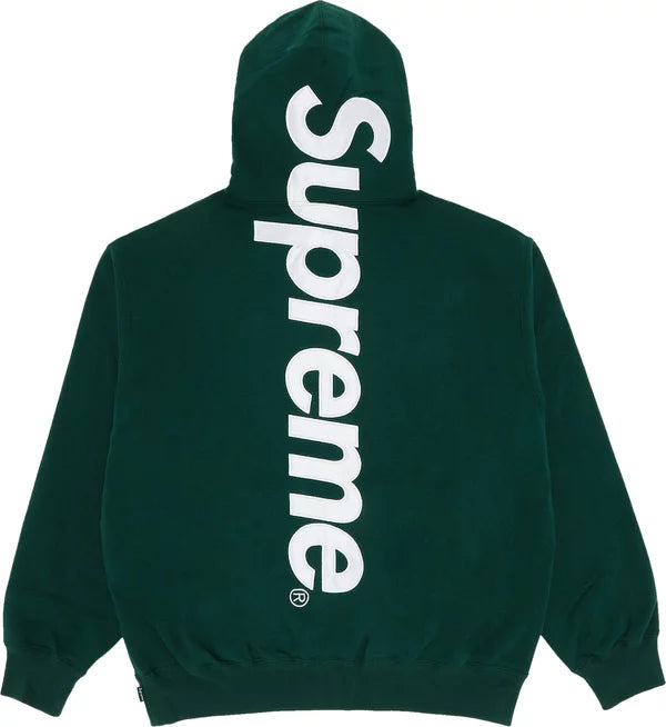 Supreme Satin Applique Dark Green Hooded Sweatshirt