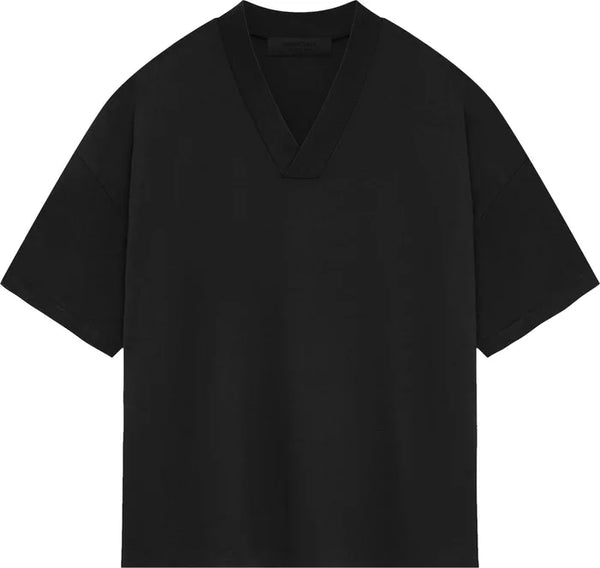 Essentials V Neck Jet Black Tee