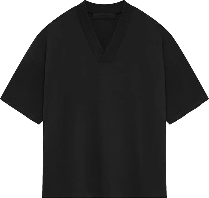 Essentials V Neck Jet Black Tee