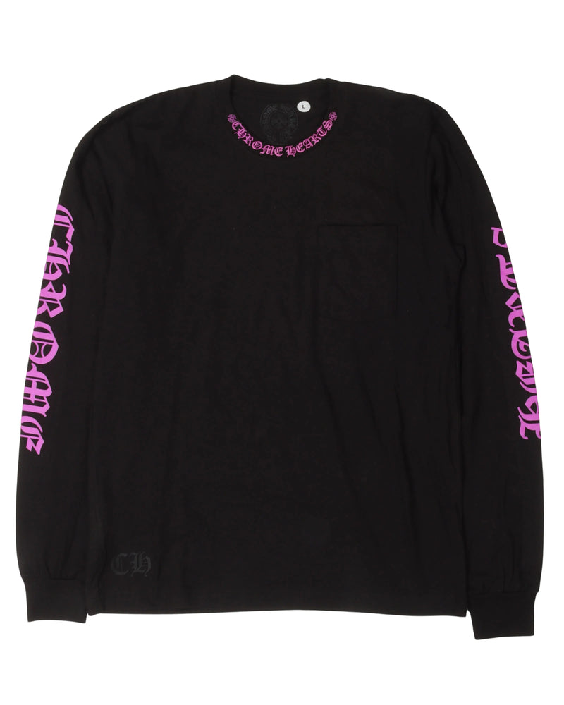 Chrome Hearts Purple Neck Logo Black L/S Tee