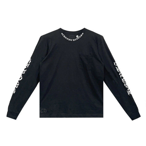 Chrome Hearts White Neck Logo Black L/S Tee