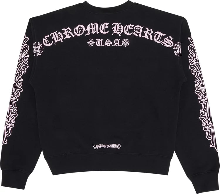 Chrome Hearts Pink Matty Boy Black Crewneck