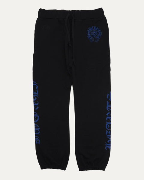 Chrome Hearts Blue Horseshoe Black Sweatpants
