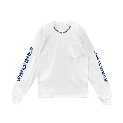Chrome Hearts Light Blue Neck Logo White L/S Tee