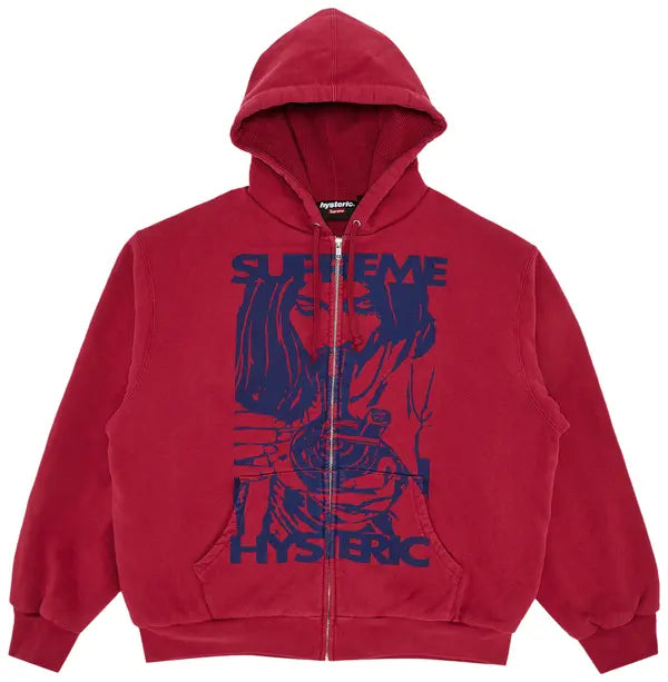 Supreme Hysteric Glamour Thermal Lined Zip Up Washed Red