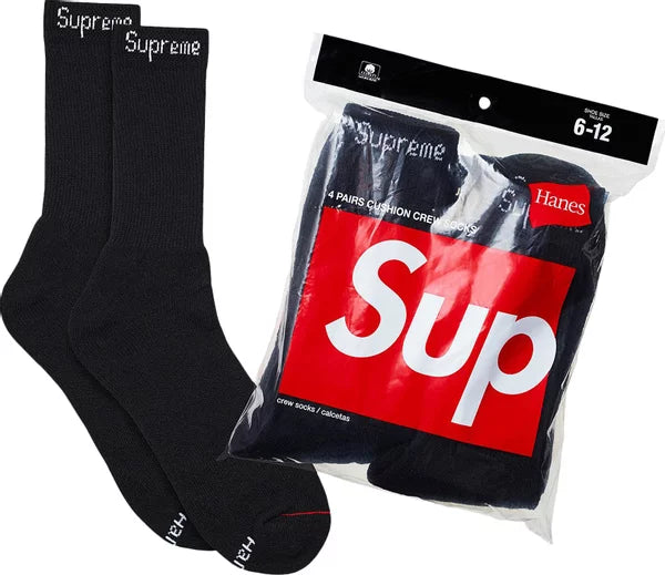 Supreme Black Crew Socks (1 Pair)