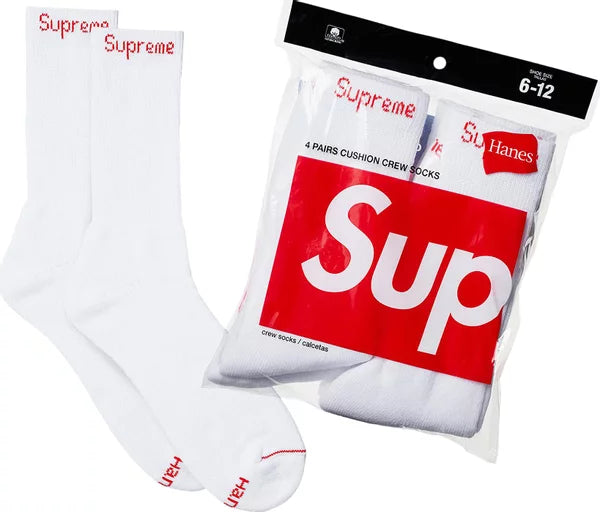 Supreme White Crew Socks (1 Pair)