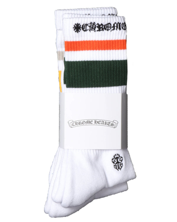 Chrome Hearts Stripe Green/Yellow/Burgundy 2 Pack Socks