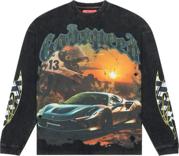 Godspeed Sunset Drift Black L/S Tee