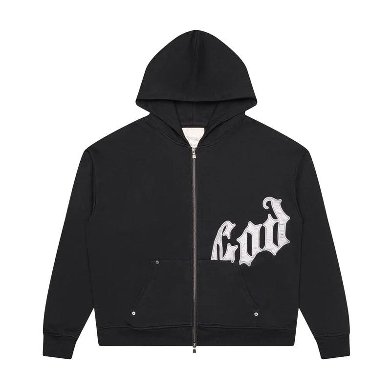 Godspeed OG Logo V2 Black/Silver Satin Hoodie