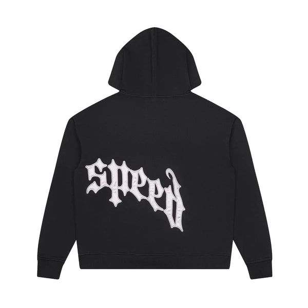 Godspeed OG Logo V2 Black/Silver Satin Hoodie