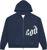 Godspeed OG Logo V2 Navy/Silver Satin Hoodie