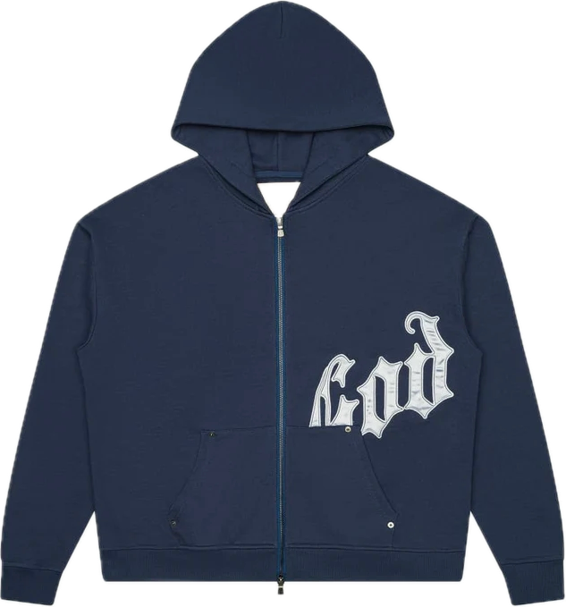 Godspeed OG Logo V2 Navy/Silver Satin Hoodie